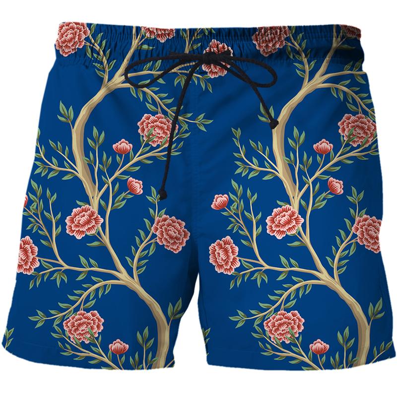

Men's Shorts 2022 Summer Men Women Unisex Casual 3D Print Flower, Bird And Plant Illustration Fashion Male Pants Oversized Beach Short, White;black