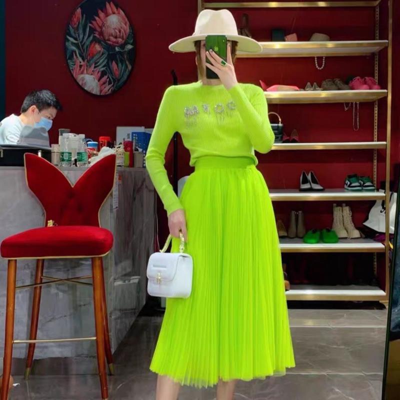 

Skirts Women Fashion Sweet Elegant Fluorescent Green Ball Gown Party Skirt Boho Beach Holiday Mesh SkirtSkirts, Orange