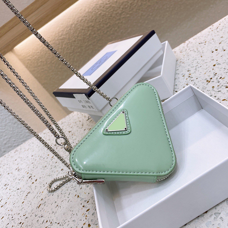 

Green Designer Cross Body Mini Bag Pras Daes New Women's Small Triangle Bag Delicate Zero Wallet Fashion Crossboby Bags, Box(not sold separately)