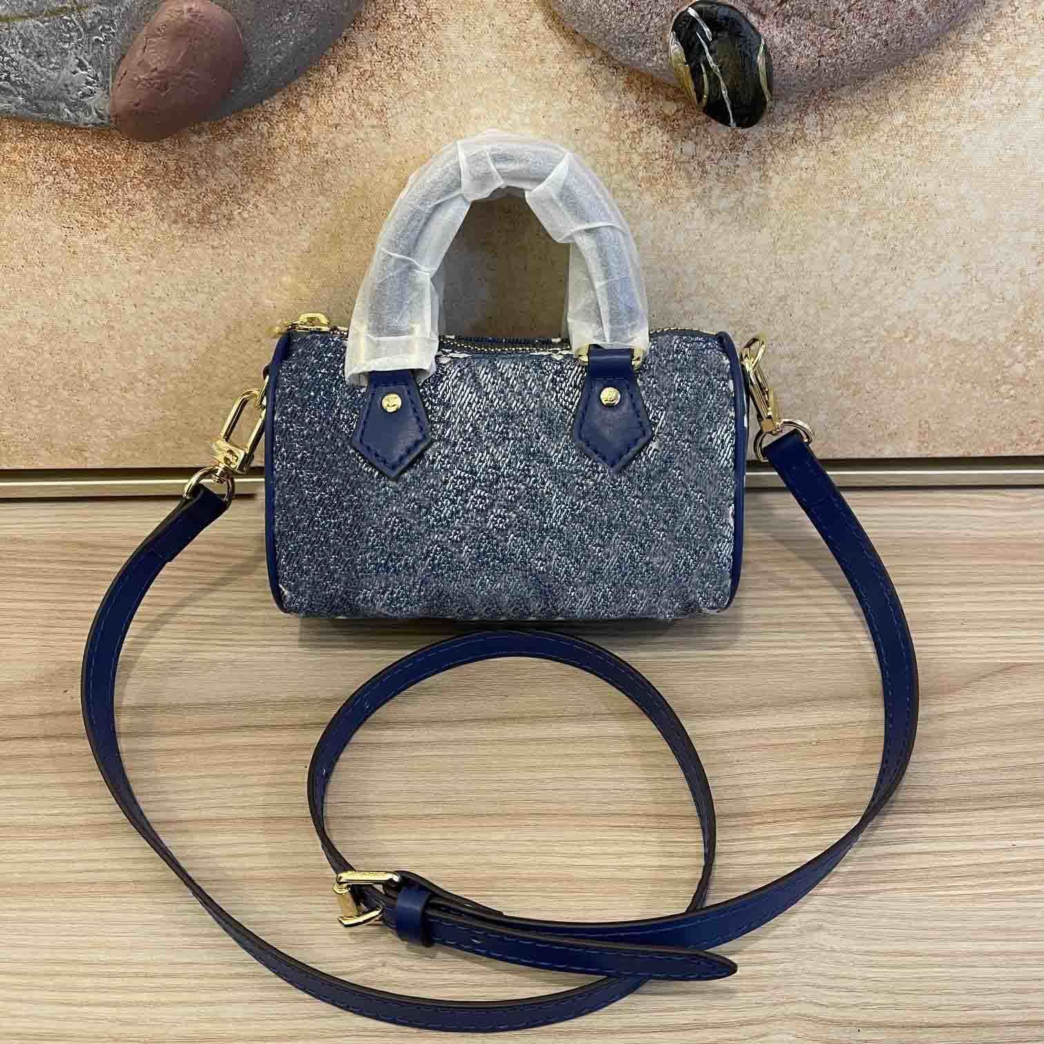 

2022 Canvas Nano Speedy Bag M81168 M81213 Floral Embroidered Mini Pillow Bag Women Crossbody Fashion Leather Handbags Female Famous Designer Purse Bag