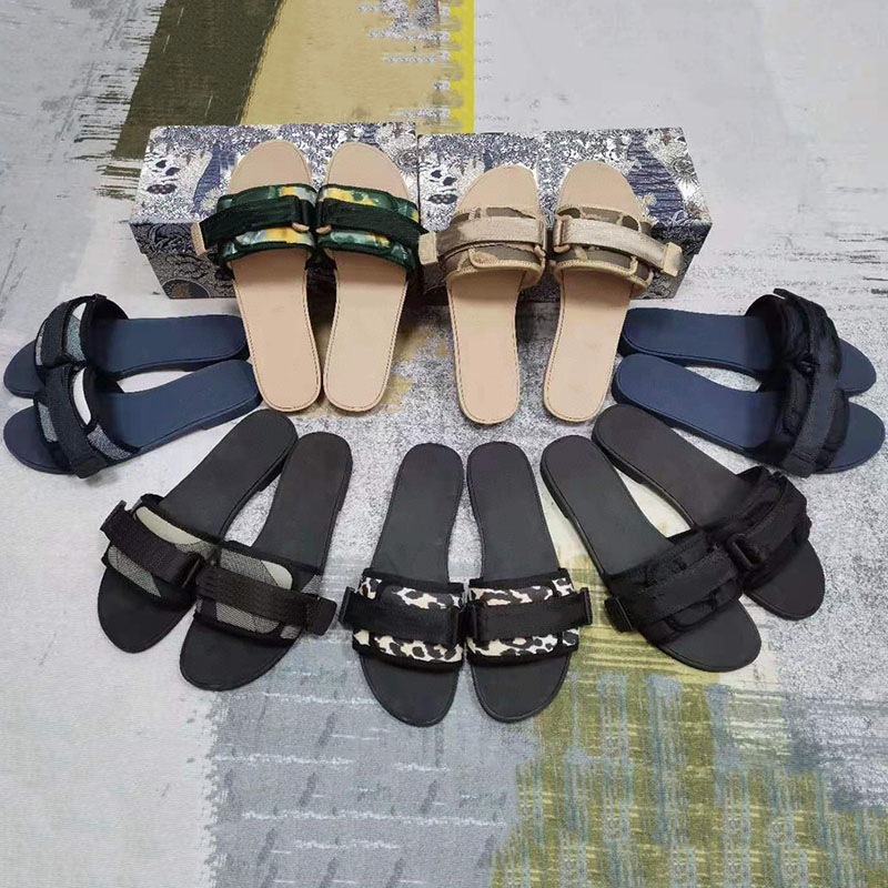 

Designers Evolution Slide Women Denim Buckle Slippers Sandals Oblique Technical Fabric Flat Slipper nylon strap Rubber Sole Slides, Color 5