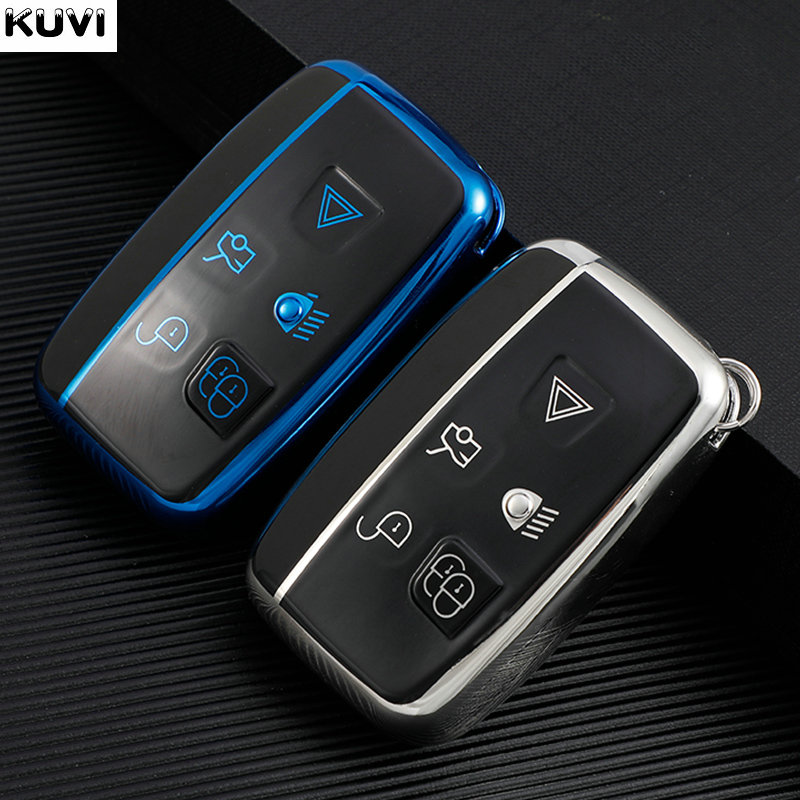 

TPU Car Remote Key Case Cover Shell For Land Rover Range Rover Sport Evoque Freelander Velar Discovery 4 Jaguar XE XJ XF Guitar, Keychain black