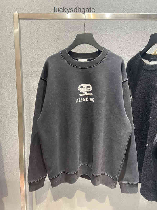 

Designer Brand Hoodies Ba lencia ga Correct version Paris B family basic lock men's and women's loose round neck Pullover, Black