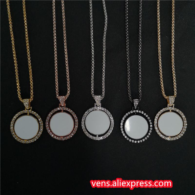 

Pendant Necklaces Sublimation Blank Round Shape Pendants Transfer Printing Jewelry Consumables Two Sided 10 pcs/lotPendant