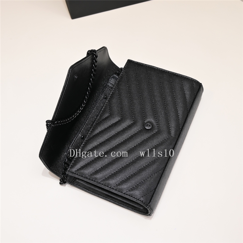 

Handbag Woman designer bags Women Purse Crossbody YB59 Fashion Solid black real leather chain Clutch Messenger womens Shoulder Bag purses Cross body Handbags, With box