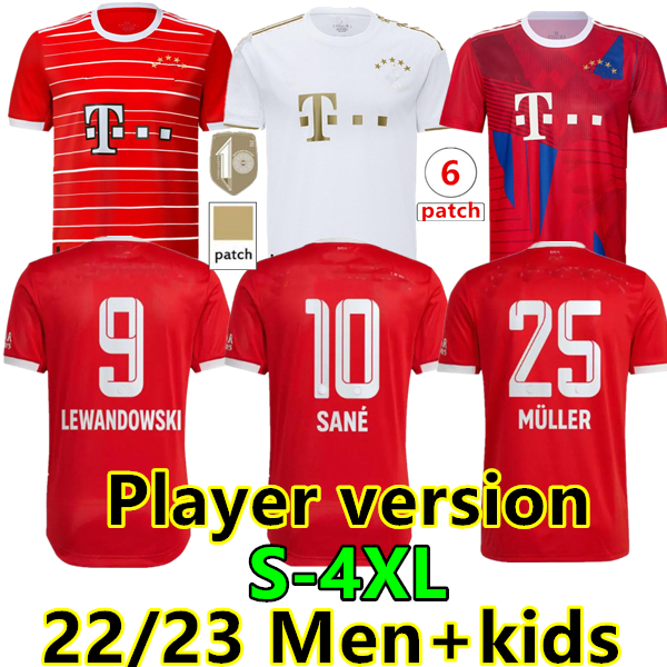

S-4XL Bayern munich LEWANDOWSKI soccer jerseys 22 23 10th Anniversary Champion SANE GORETZKA COMAN MULLER DAVIES KIMMICH football shirts adult Kids player uniforms, 22/23 kids home