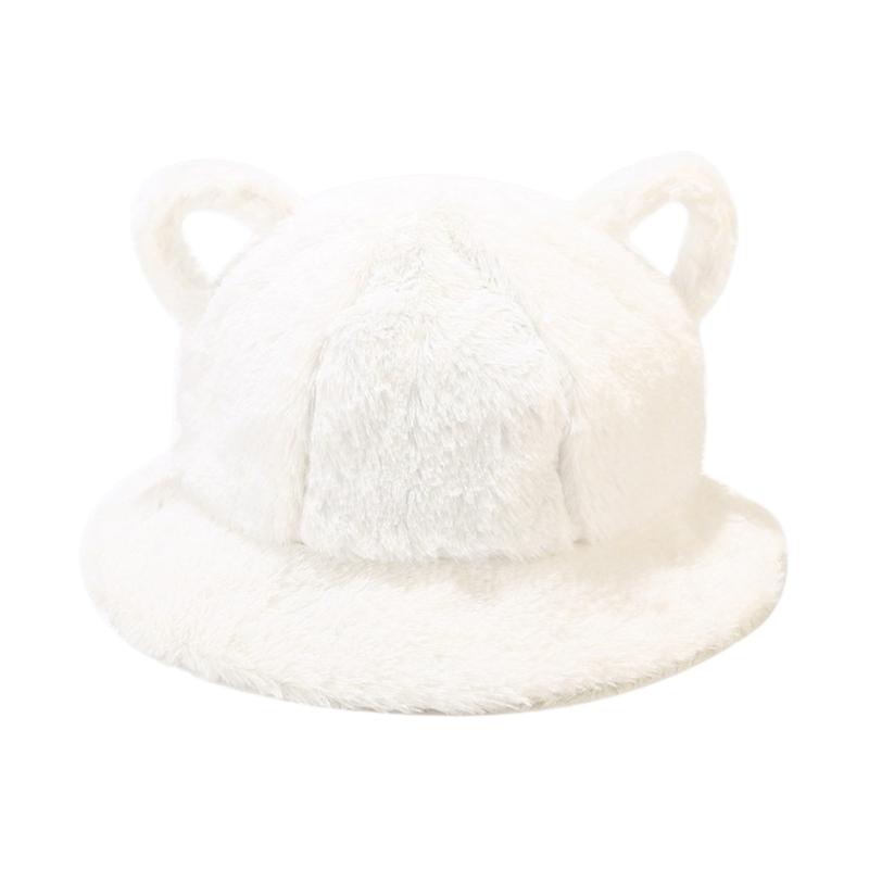 

Berets Retro Little Devil Pointed Ears Fall Winter Hat Faux Fur Outdoor Trend Fisherman Cap Casual Warm Bucket BeretsBerets, White