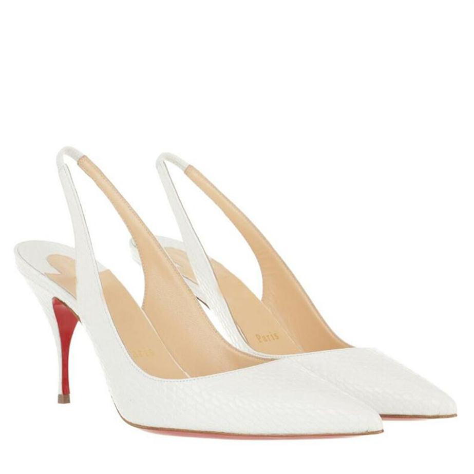 

Summer Dress Shoe Ladies low heels sandal Rubber soles red sole pump Clare Slinback sandals Pumps Calf Jurassic White genuine leat288F