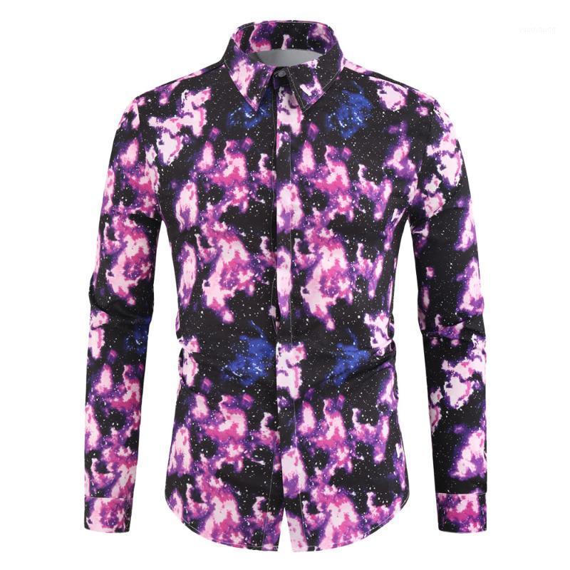 

Button Up Shirt Men Carnival Printed Long Sleeve Casual Clothes Summer Dress Promotion Camisa Masculina Men's Shirts, Purple
