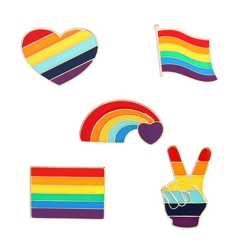 

Rainbow Color Gesture Love Heart Enamel Brooches Pin for Women Fashion Dress Coat Shirt Metal Funny Brooch Pins Badges Gift 67 E3