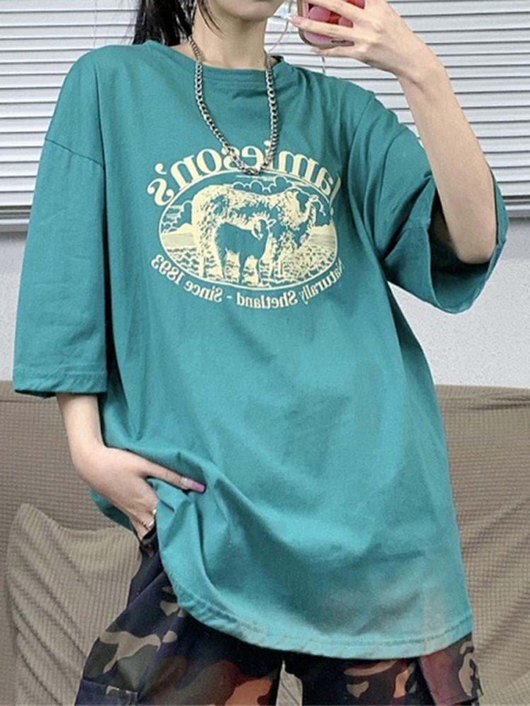 

Women's T-Shirt Casual Lazy Wind Pine Green Short Sleeve Women 2022 Ins Summer Pure Cotton Korean Loose Student Top Woman T-shirtsWomen's Wo