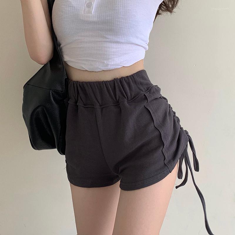 

Women's Shorts Fashion Ins Side Draw String Shirring Pleated Short Sleeve Pants Women Sexy Casual Sports 2022, Black
