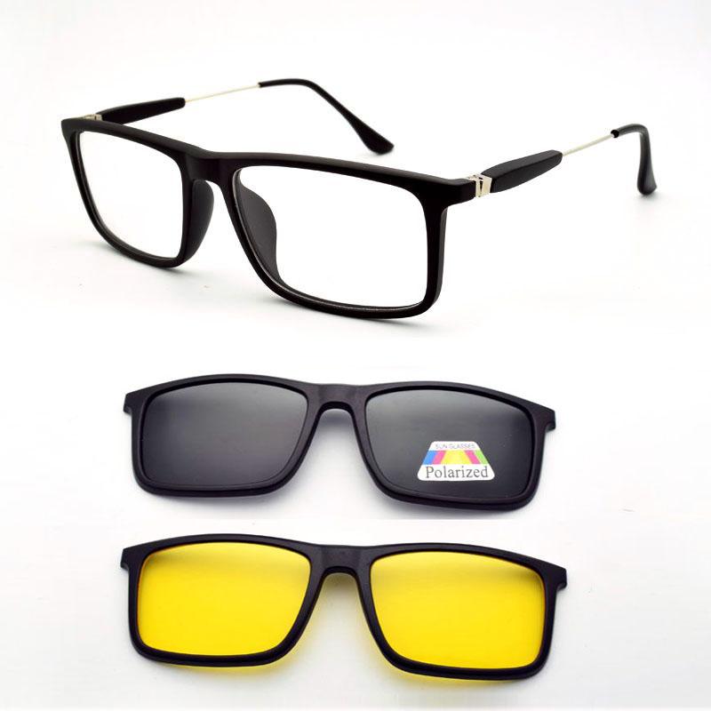 

Fashion Sunglasses Frames Full Frame Male Classic Style Eyeglasses With Magnet Clip Ultra-light Glasses Sand Black Polarized Night Vision