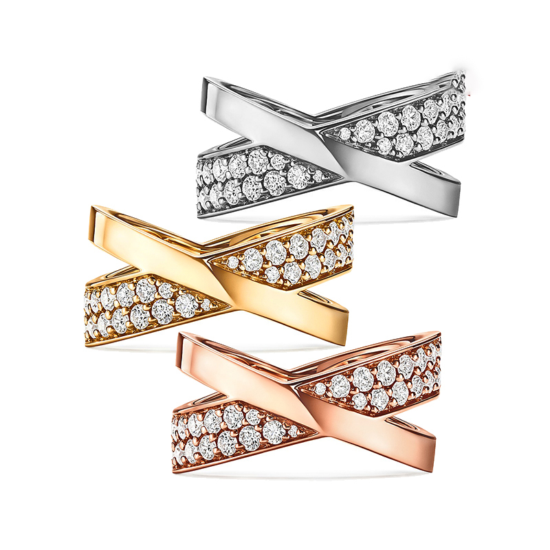 

S925 Sterling Silver Ring Simple And Generous X Inlaid Zircon Wedding Gift