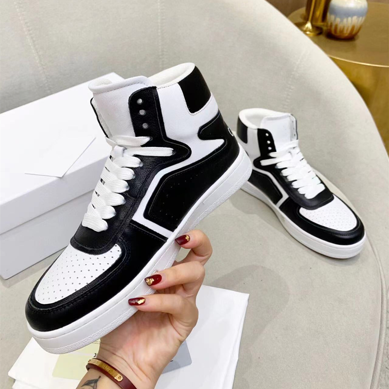 

Super Fire Men's Ladies Casual Shoes Fashion Leather Colorblock Flat Street High-Top Shoes Couple Outdoor Sports Shoes 35-45 Sizes