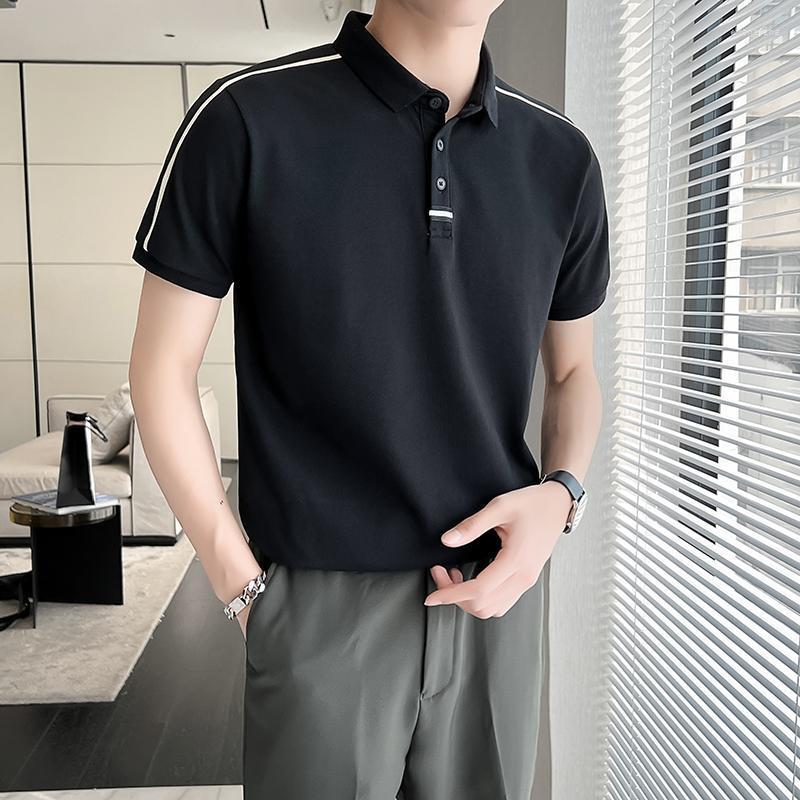

Men's Polos Light Luxury Shirts For Men's 2022 Summer Short Sleeve Casual Business Social Loose Lapel Tee Tops Camisa HombreMen's Men'sM, Black
