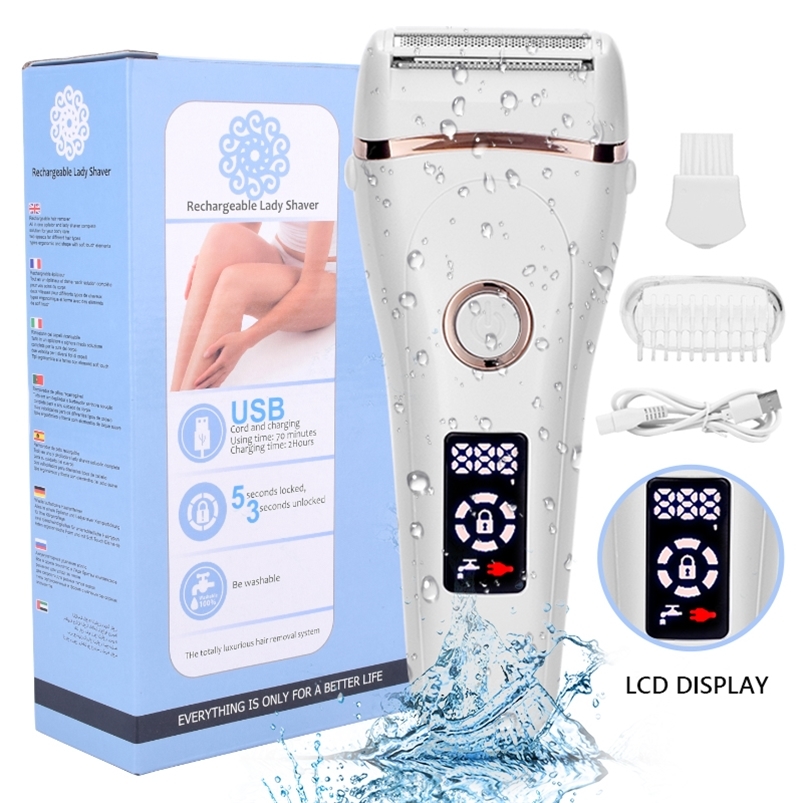 

Electric Razor Painless Lady Shaver For Women USB Charging Bikini Trimmer For Whole Body Waterproof LCD Display Wet & Dry Using 220419