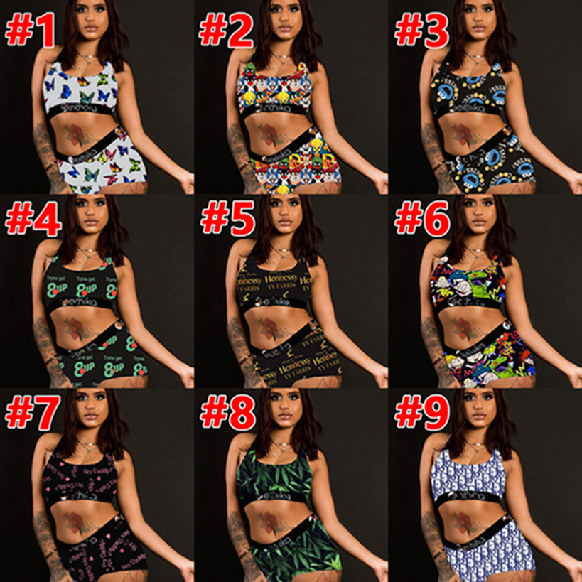 2022 Wholesale Two Piece Sets Women's Swimwear Summer Short Sleeve T Shirt Shorts Matching Sets Casaul Clothes Print Tracksuits 4743