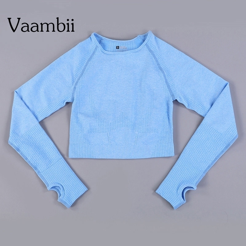 

Long Sleeve Tshirt Vital Seamless Gym Crop Top Women Fitness Sport Tshirt Woman Yoga Shirt Womens Workout Tops Sportswear Y200328, Black