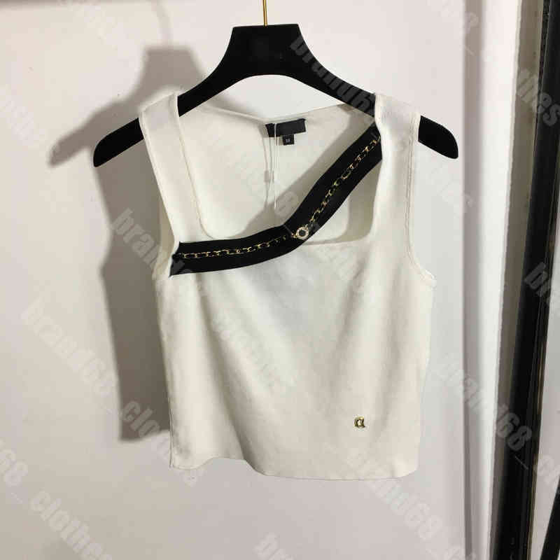 

summer women wool knits shirt tees waistless shorts vest sweater slim tops diamond chain logo short sleeve t-shirts Tech ch..el female designer women clothes a1, A-1