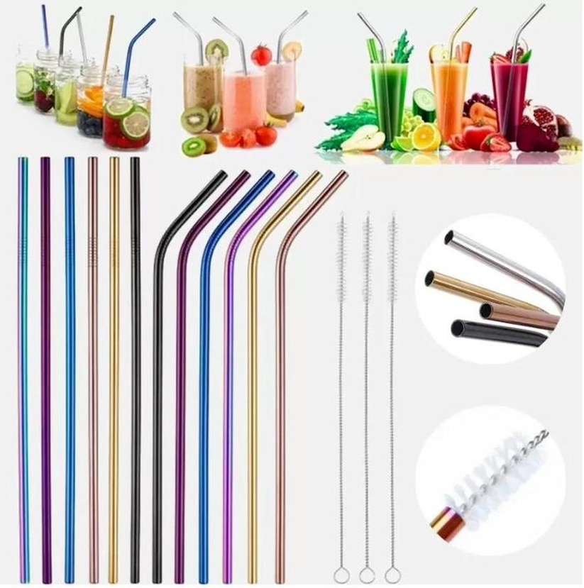 

Reusable Metal Drinking Straws Stainless Steel Home Party Bar Accessories Straight Bent Tea Coffee Drinking For Tumblers Mason Jars sxjun7