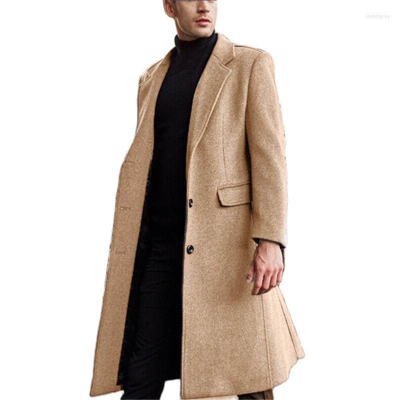 

Men' Wool & Blends 2022 Men Coats Spring Autumn Winter Woolen Solid Long Sleeve Jackets Fleece Overcoats Streetwear Fashion Trench Outerwe