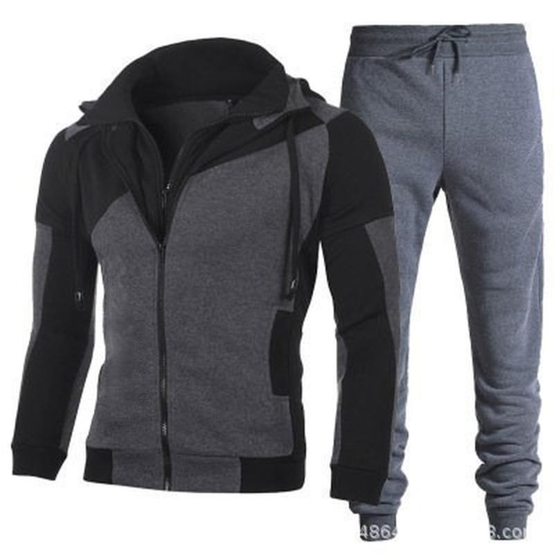 

Men's Tracksuits Men Hoodie Zipper Sweater Sweatpants Set Casual Sports Long Sleeve SweatpantsMen's, White