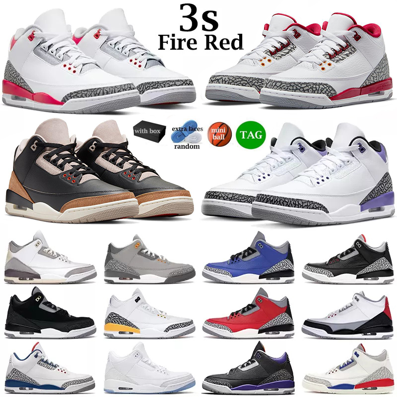 

With box basketball shoes men 3s jumpman 3 fire red Cardinal Red Pine Green Racer Blue Cool Grey Hall of Fame mens trainers outdoor sports sneakers size 40-47, 12