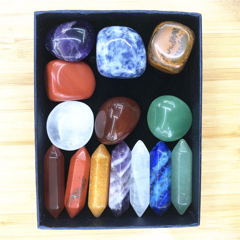 

Pendant Necklaces Set Seven Chakra Hexagonal Column Energy Stone Combination Gemstones Ornaments Decoration Home Crystal NaturalPendant