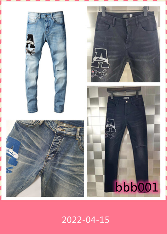 

2022SS Latest Listin Luxurys Designe Mens Jeans Rhinestone Patch Medal Fold Fashion Men Slim Motorcycle Biker Hip Hop Pants Top Quality vcdv, Blue 836#