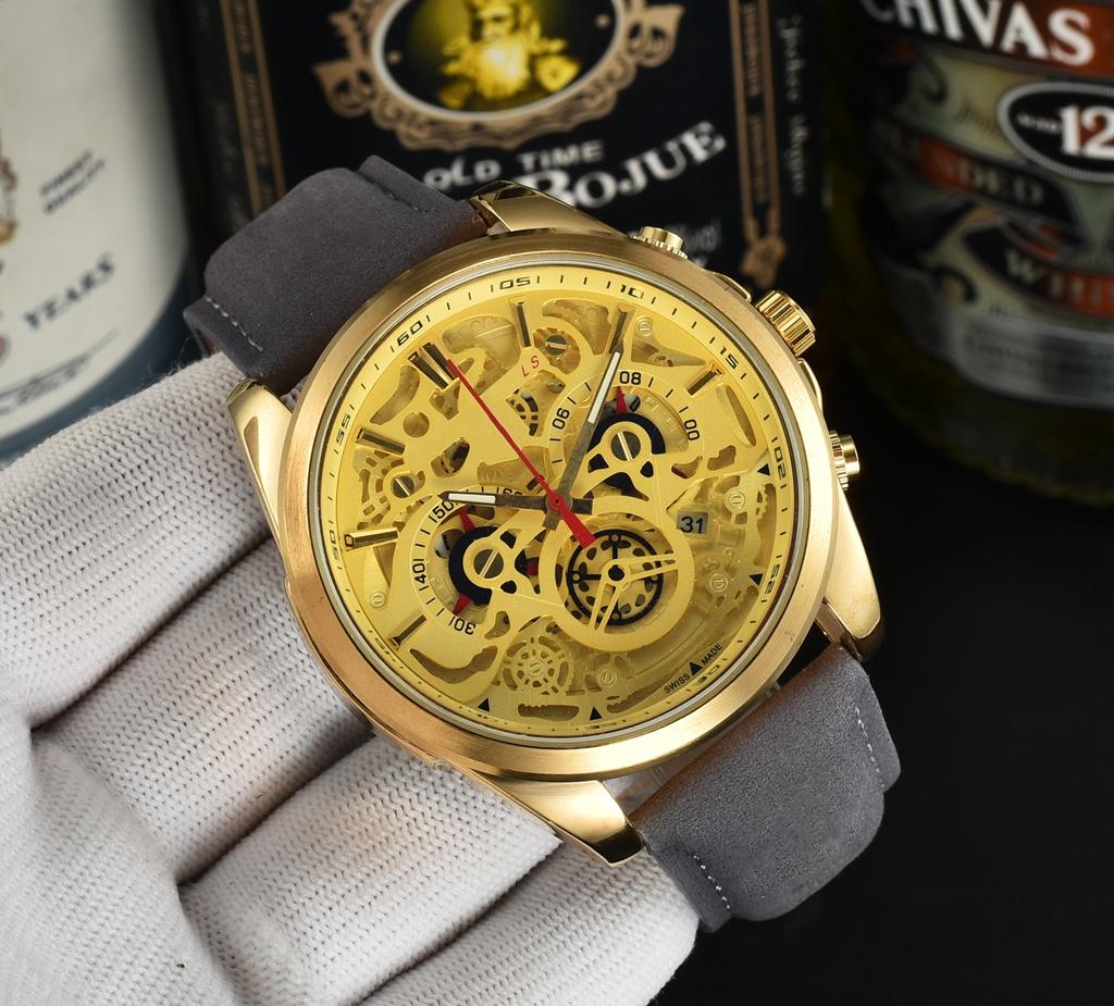 

Men Fashion Wristwatches Luxury Watch Six stitches All dials work The high quality Top Brand Sports Chronograph automatic leather Strap