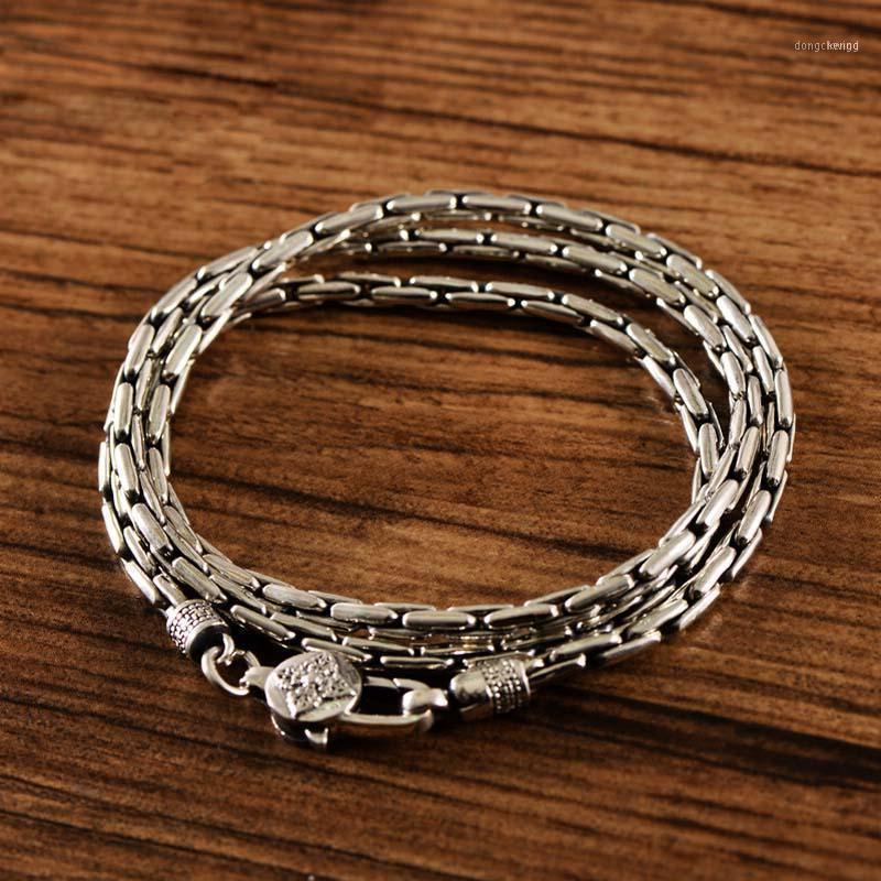 

Chains Real S925 Sterling Silver Retro Personalized Lock Frame Chain Men's Fashion Necklace Party Commemoration Jewelry