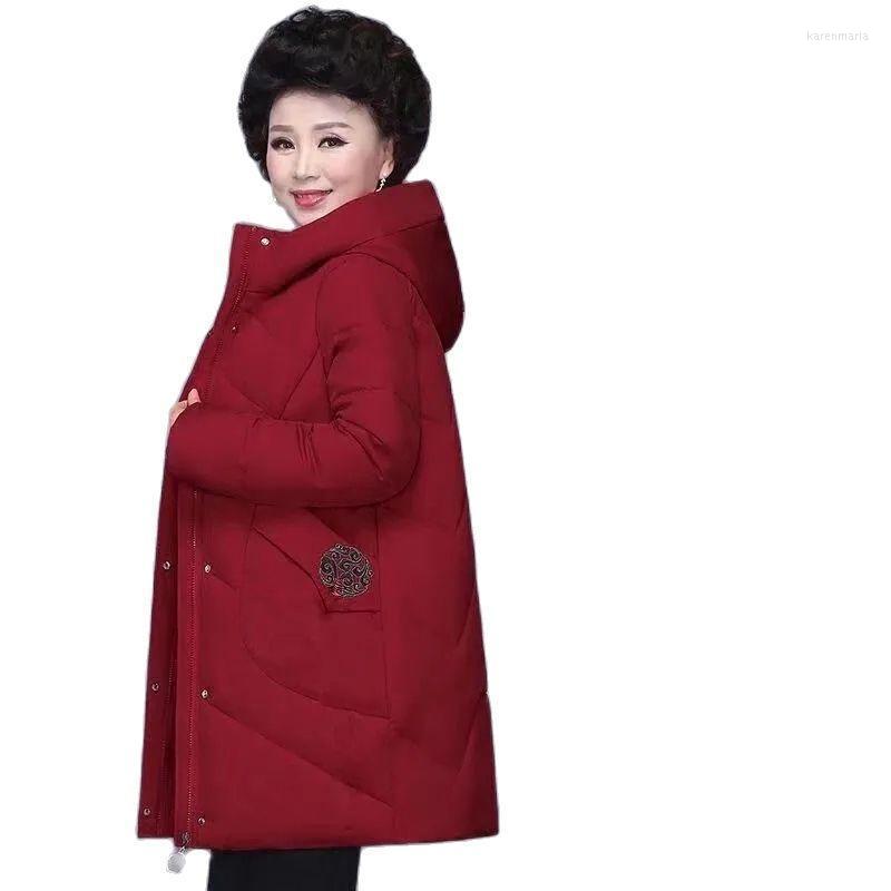 

Women's Down & Parkas Winter Cotton-Padded Jacket Women Foreign Style Medium Long Section Thickened Middle-Aged Elderly Padded Cotton Coat K, Black