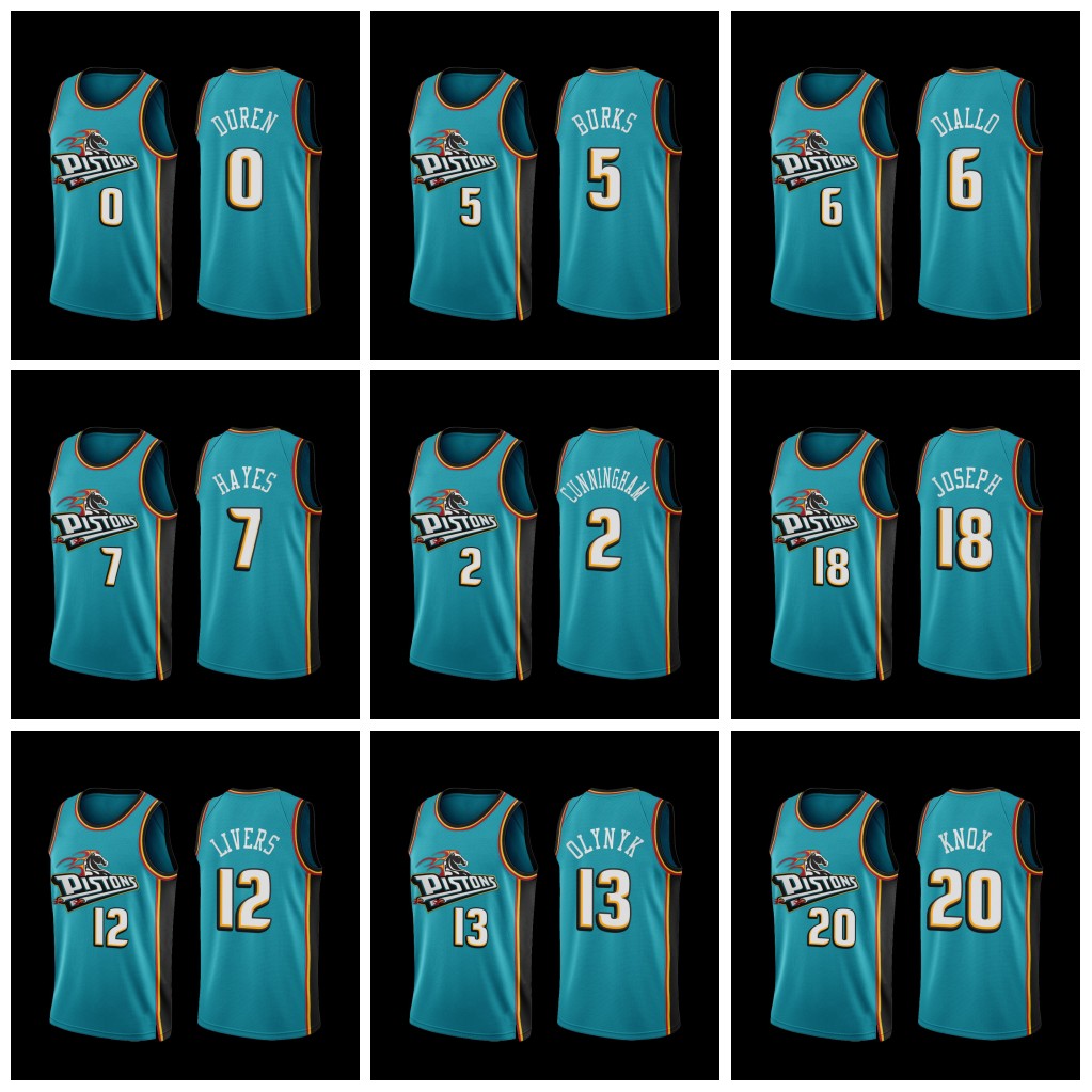 

Custom Piston 2022-23 Classic Edition Jersey Cade Cunningham Isaiah Livers Grant Hill Jalen Duren Hamidou Diallo Killian Hayes Cory Joseph Teal Basketball Jersey