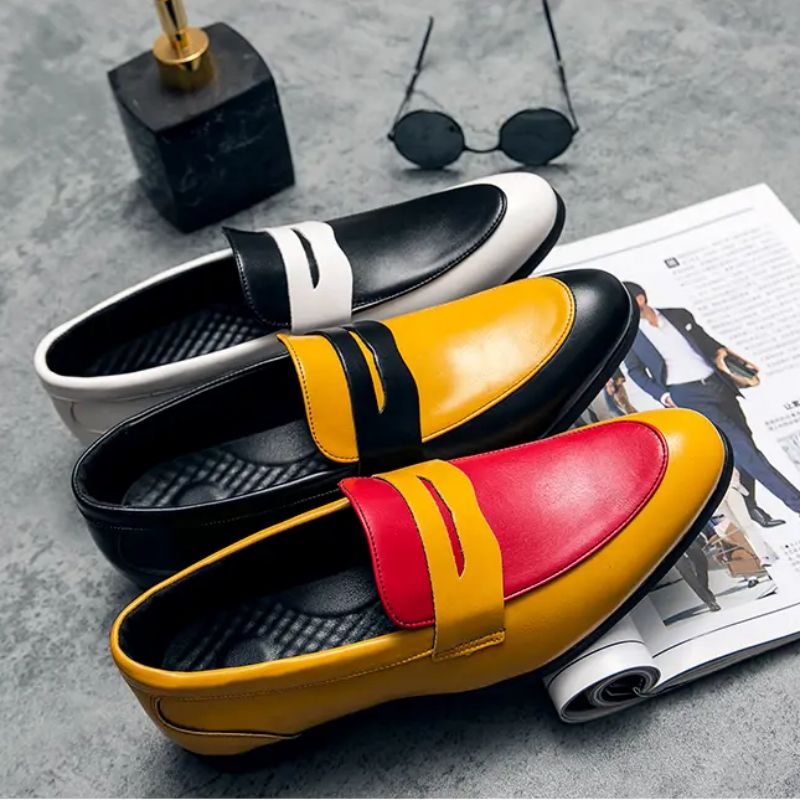 

High Quality Loafers Men Shoes PU Color Matching Classic Wild Fashion Retro Business Casual Party Outdoor Masks Slip-on Dress Shoes HM387, Clear