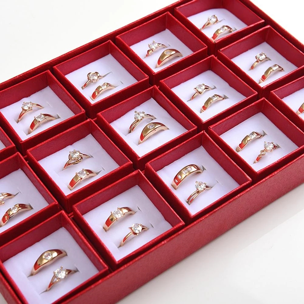 

15Pairs/Set Fashion Zircon Boxed Couple's Finger Rings Jewelry For Men Women Wedding Engagement Gift Adjustable Open Gold Silver Color
