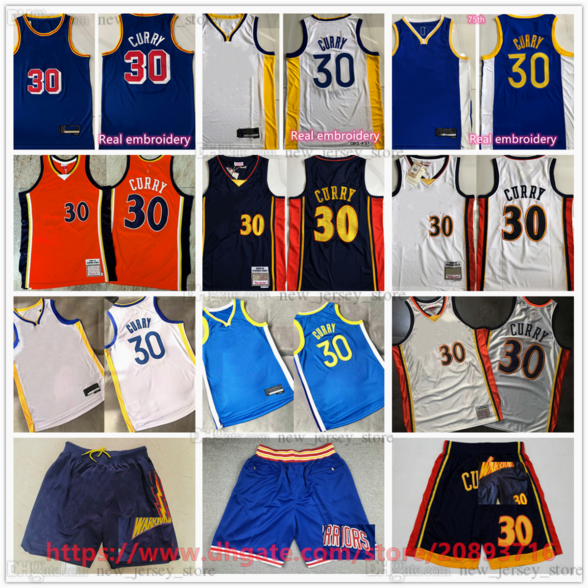 

Mitchell and Ness Authentic Embroidery Basketball Stephen 30 Curry Jerseys Retro Blue Orange White 2009-10 Breathable Sport Real Stitched Quality Jersey Shorts, Authentic stitched (with team logo)