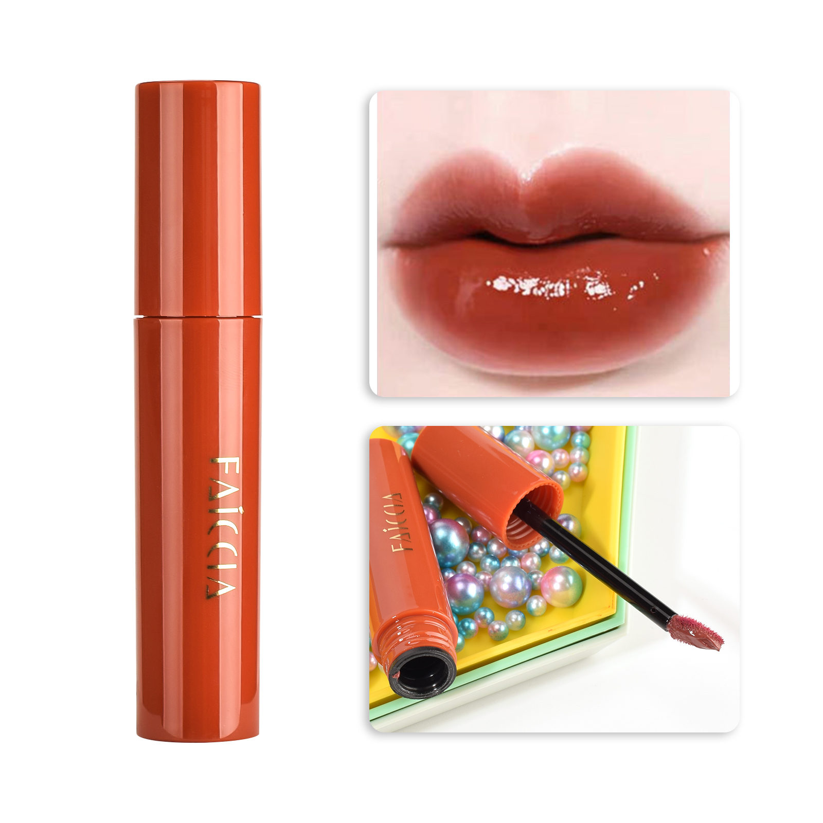 

Girls Lipstick Cloud Mirror Water Gloss Lip Glaze #04 White Peach Oolong 1pc, Red