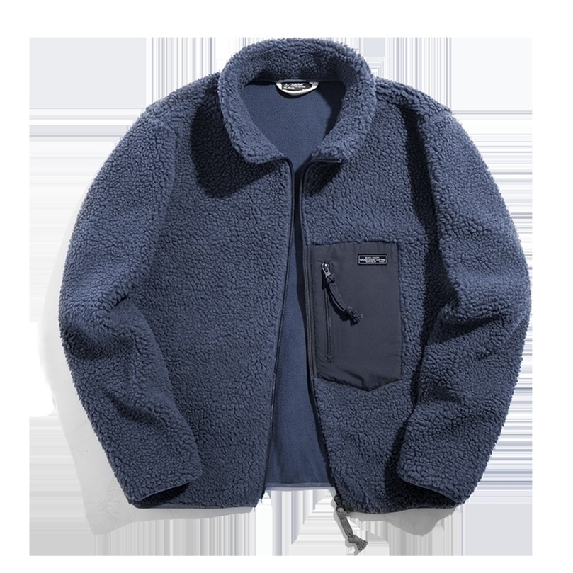 

Maden Polar Fleece Men' Jacket Fall Winter Mountain Tooling Mix and Match Wind Pure Color Wild Outdoor Casual Jackets Casual 201128, Grey