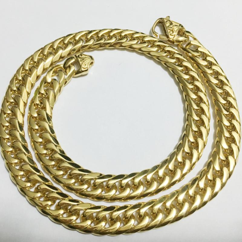 

Chains Charm Custmized Size 7-40" Heavy 16MM 316L Stainless Steel Gold Mens Double Cuban Chain Necklace JewelryChains