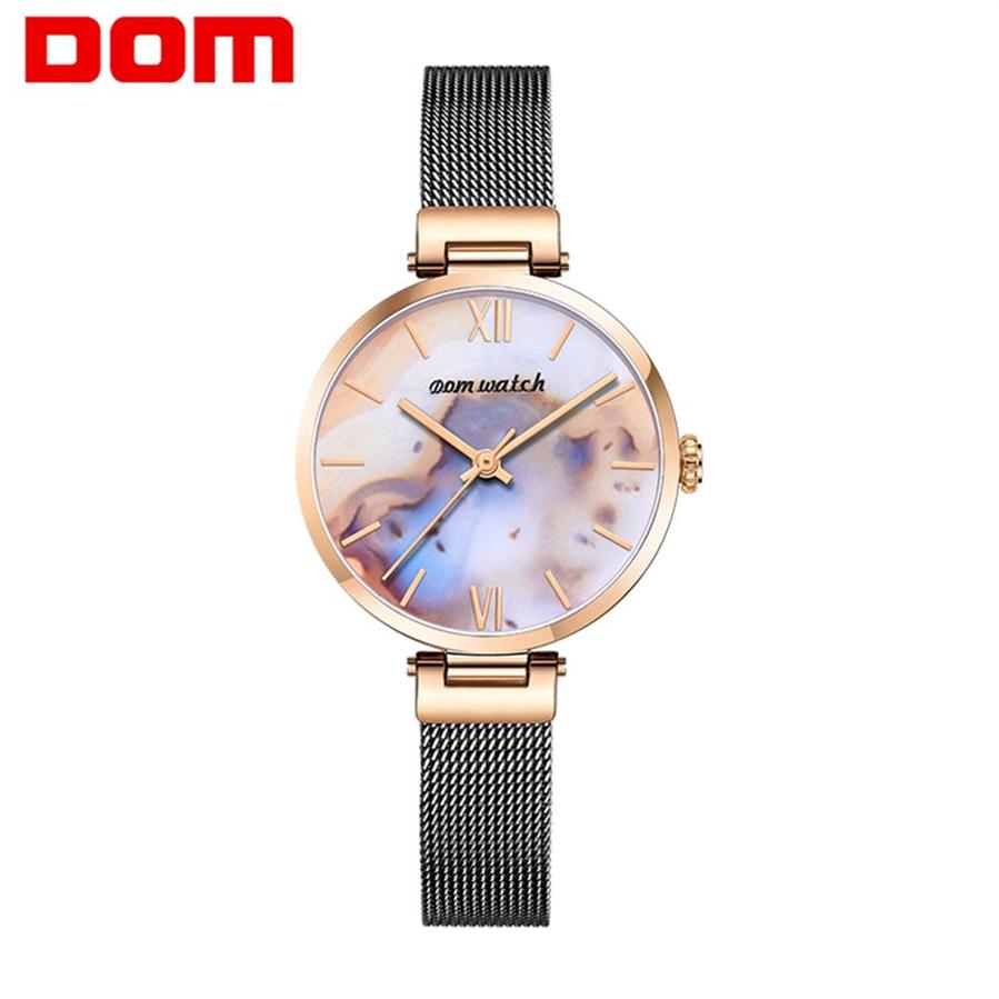 

cwp Women Watches DOM Rose gold Silver Ladies Bracelet Watch womens quartz dress wristwatch feminino reloj mujer kol saati187d, Black