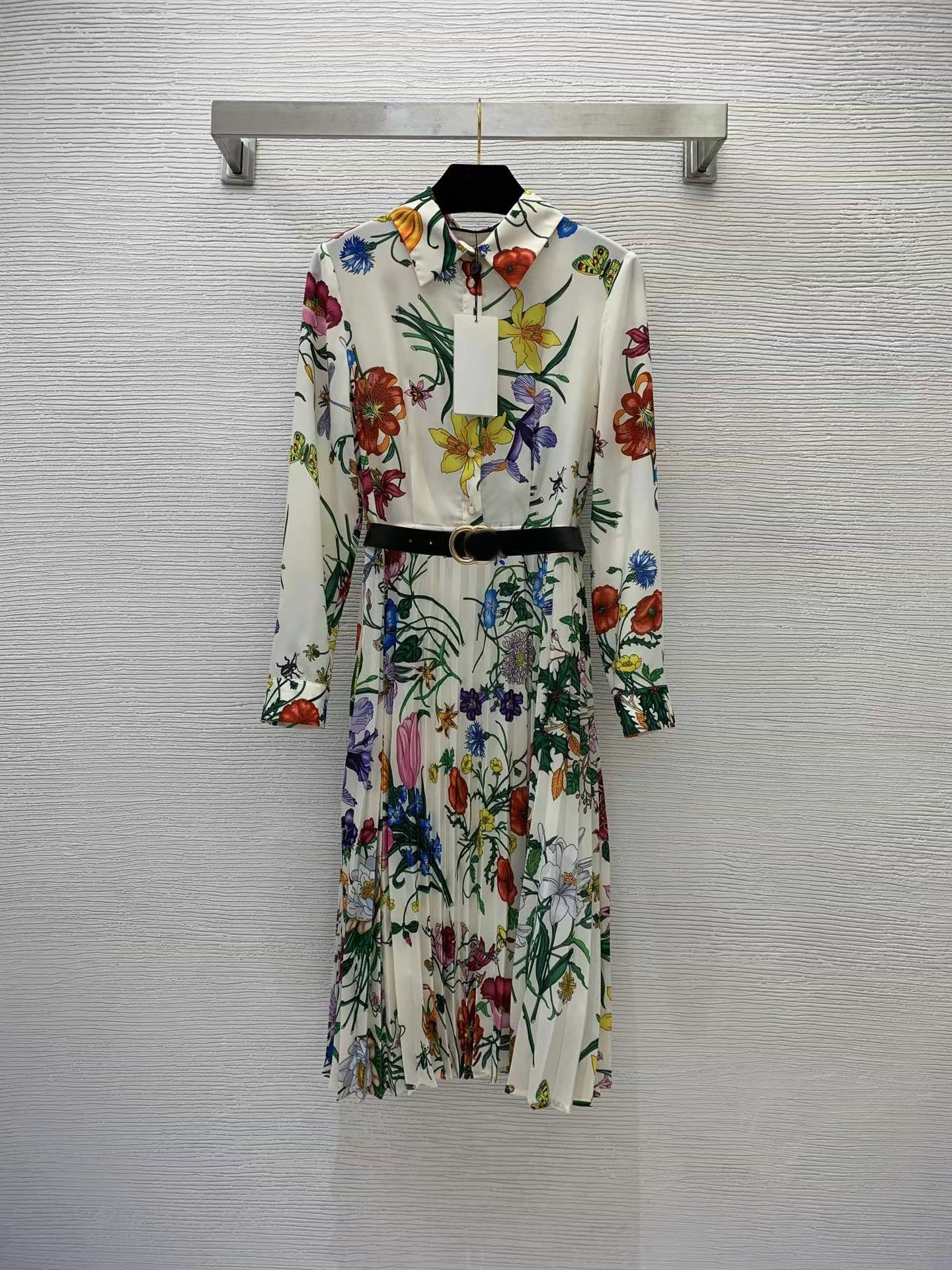 

Milan Runway dresses 2022 Summer Autumn Lapel Neck Short Sleeve Women' Designer Dress Brand Same Style Sundress 0529-38, Picture color