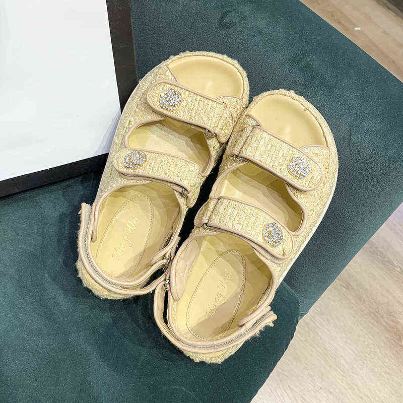 

2022 Luxury Gold Women Sandals Platform Designer Bling Rhinestone