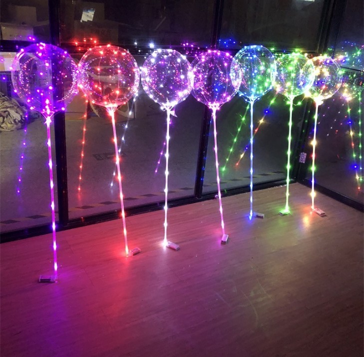 

LED Bobo Balloon Party Decoration With 31.5inch Stick 3M String LED Light Christmas Halloween Birthday Balloons Decor