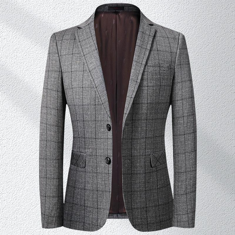 

Men's Suits & Blazers 2022 Spring And Autumn Leisure Blazer For Men Stretch Slim Plaid BlazerMen's, Light brown