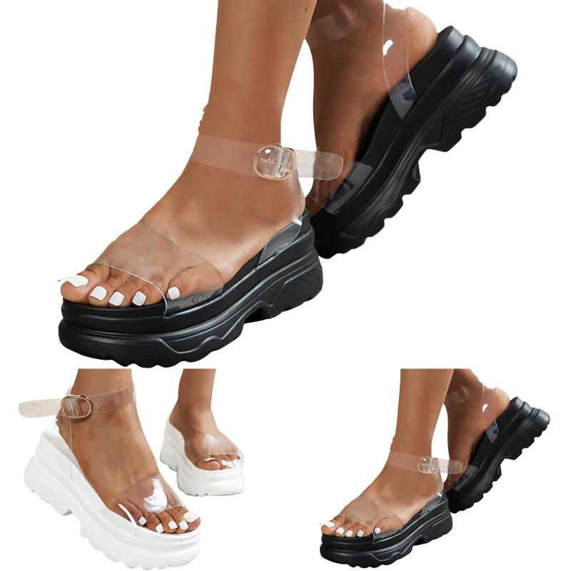 

Sandals Women Wide Size 8 Ladies Shoes Fashion Comfortable Platform Wedge Heel Womens 11 Under 15.00Sandals, Black