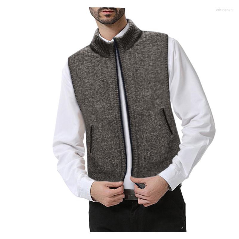 

Men's Vests Knitted Vest Autumn Winter Warm Cardigan Fashion Streetwear Sleeveless Men Casual Harajuku Man Clothing Guin22, Dark grey