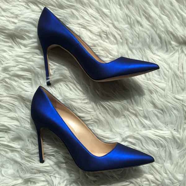 

Lady's sexy sandals pump luxury brands shoes blahniks BB 105 Satin Blue Pumps Heels Pointed toe suede leather classic sandal dress high heels, 22