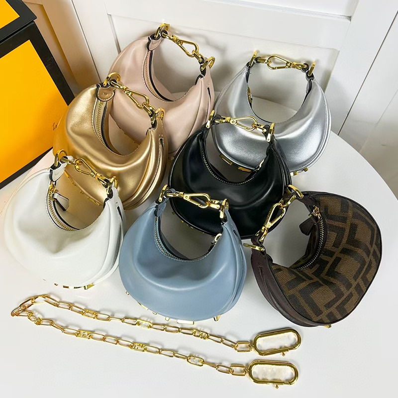

Solid Color Design Crescent Bag Leather Underarm Bag Women's New Fashion Diagonal One Shoulder Two Shoulder Straps Bottom Metal Logo Decoration Handbag, Coffee