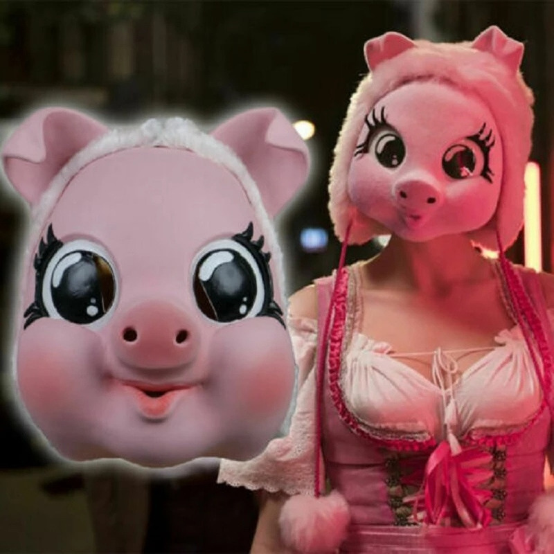 

Killing Eve Season 2 - Jodie Comer Villanel Le Pink Pig Cosplay Mask Halloween Cosplay Costume Props 220720